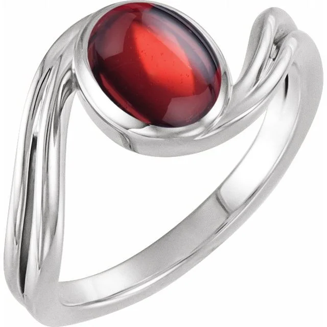 Cabochon Bezel-Set Bypass Ring