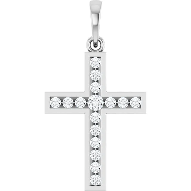 Channel-Set Accented Cross Pendant